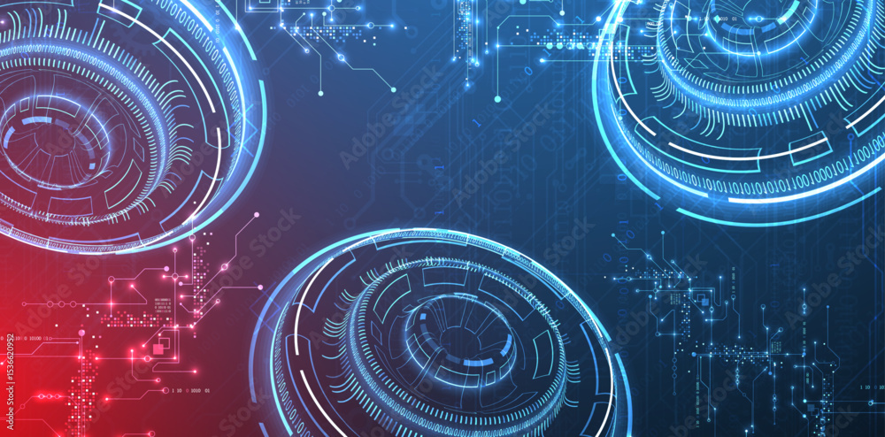 Poster Abstract background. Scientific and technological concept with the use of technical elements formed in the shape of a circle. Vector