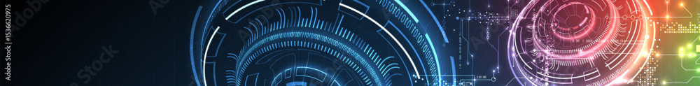 Poster Abstract background. Scientific and technological concept with the use of technical elements formed in the shape of a circle. Vector
