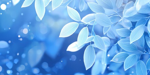 Fototapeta premium Serene Blue Leaves in a Soft Light Background