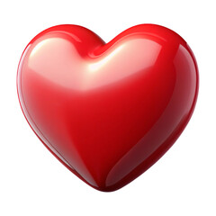 Glossy red heart floating isolated against black background for romantic concepts