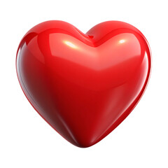 Glossy red heart shape isolated against a pure transparent background suitable for romantic concepts