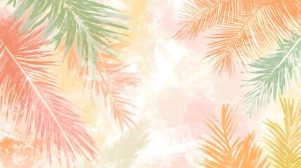 Pastel Palm Leaves Summer Tropical Background