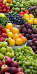 Fresh and Colorful Assortment of Fruits at a Market Stall