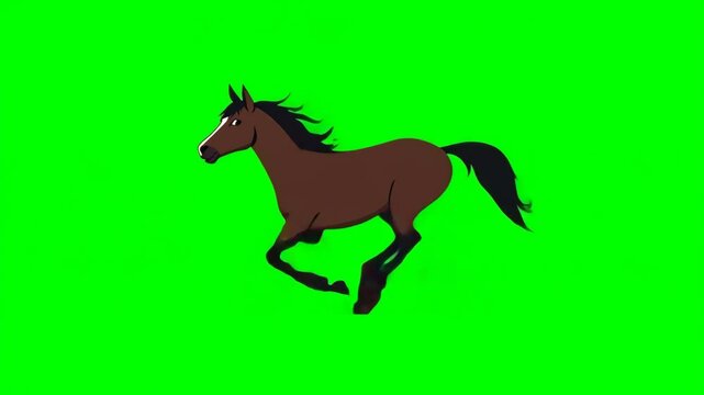 Galloping mustang from the Wild West series, chroma key, green screen, mockup, footage, loop
