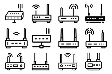 Set of modern router icon vector illustration on white background.
