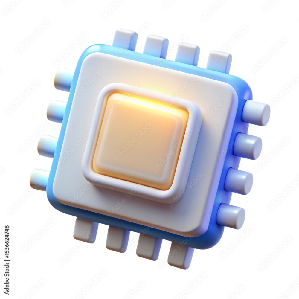 Fototapete 3d rendered illustration of a modern computer processor microchip on transparent background