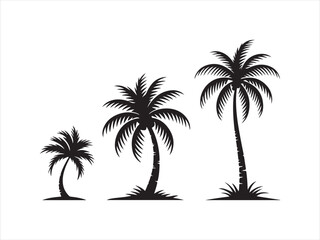Naklejka premium Three silhouettes of palm trees of varying sizes