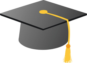 Graduation Cap Vector Illustration Black Hat with Gold Tassel
