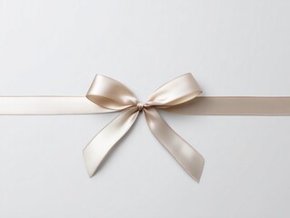 beige satin ribbon bow isolated copy space