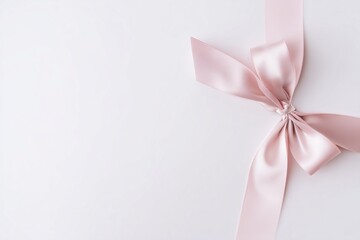 rosy pink satin ribbon bow isolated copy space