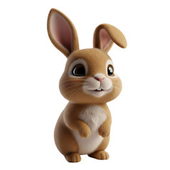 Obraz premium Whimsical Brown Bunny Character Render with Gentle Expression on Black Backdrop