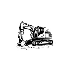 Simple excavator illustration for construction or industrial themed designs