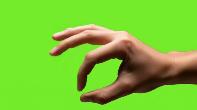 Hand mimicking pinch or zoom gesture on green screen