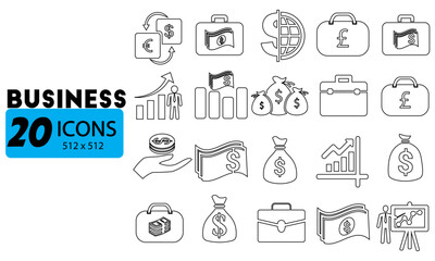 Business and Financial Growth Outline Icons Set