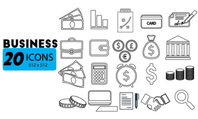 Business and Finance Outline Icons Set