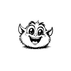 Whimsical cartoon monster head with playful expression, ready for creative projects
