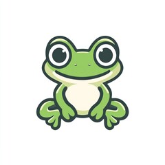 Cute cartoon frog sitting