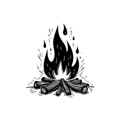 Rustic bonfire illustration capturing the warmth of campfires in nature's embrace