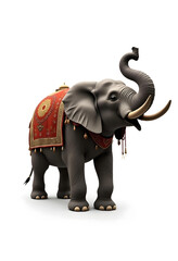 cute baby indian decorated elephant isolated on white background