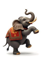 cute baby indian decorated elephant isolated on white background