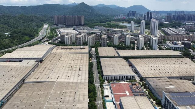 Skyview of BYD Pingshan Shenzhen, a leading new energy vehicle manufacturing base and industrial park, specializing in electric cars, hybrid vehicles and innovative zero emission technology solutions