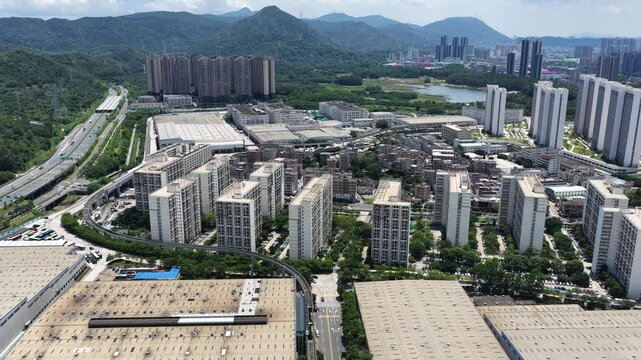Skyview of BYD Pingshan Shenzhen, a leading new energy vehicle manufacturing base and industrial park, specializing in electric cars, hybrid vehicles and innovative zero emission technology solutions
