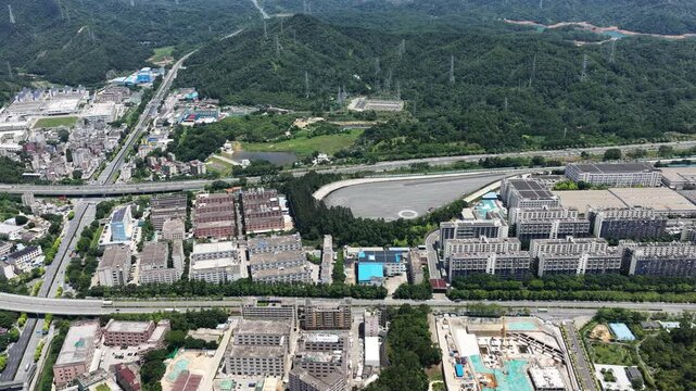 Skyview of BYD Pingshan Shenzhen, a leading new energy vehicle manufacturing base and industrial park, specializing in electric cars, hybrid vehicles and innovative zero emission technology solutions