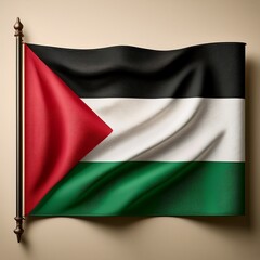Obraz premium Waving Palestinian Flag with Elegant Folds on Beige Background