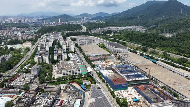 Skyview of BYD Pingshan Shenzhen, a leading new energy vehicle manufacturing base and industrial park, specializing in electric cars, hybrid vehicles and innovative zero emission technology solutions