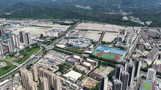 Skyview of BYD Pingshan Shenzhen, a leading new energy vehicle manufacturing base and industrial park, specializing in electric cars, hybrid vehicles and innovative zero emission technology solutions