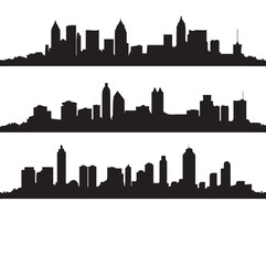 atlanta skyline silhouette set, Black & White silhouette set 