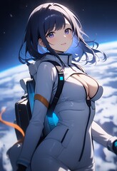 Anime Girl Astronaut in Space