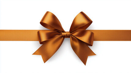 terracotta gold satin ribbon bow isolated
