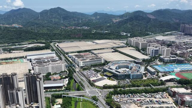 Skyview of BYD Pingshan Shenzhen, a leading new energy vehicle manufacturing base and industrial park, specializing in electric cars, hybrid vehicles and innovative zero emission technology solutions