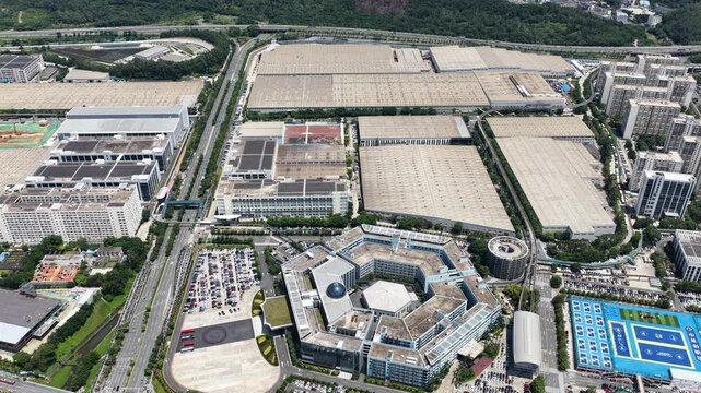 Skyview of BYD Pingshan Shenzhen, a leading new energy vehicle manufacturing base and industrial park, specializing in electric cars, hybrid vehicles and innovative zero emission technology solutions