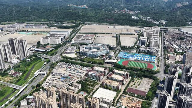 Skyview of BYD Pingshan Shenzhen, a leading new energy vehicle manufacturing base and industrial park, specializing in electric cars, hybrid vehicles and innovative zero emission technology solutions