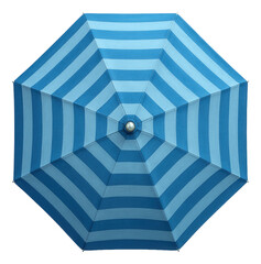 Naklejka na ściany i meble Blue and light blue striped beach umbrella top view showing octagonal shape on transparent background.