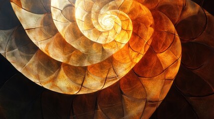 Fototapeta premium Intricate spiral shell, warm hues, detailed texture