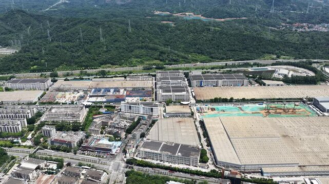 Skyview of BYD Pingshan Shenzhen, a leading new energy vehicle manufacturing base and industrial park, specializing in electric cars, hybrid vehicles and innovative zero emission technology solutions