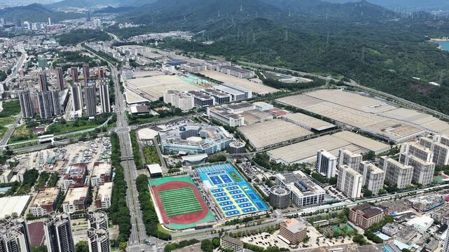 Skyview of BYD Pingshan Shenzhen, a leading new energy vehicle manufacturing base and industrial park, specializing in electric cars, hybrid vehicles and innovative zero emission technology solutions