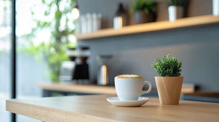 Modern Minimalist Coffee Shop with Cutting-Edge Smart Technology Enhancing Ordering, Payment, and Personalized Service