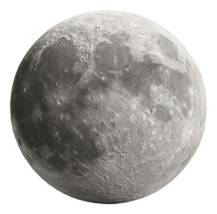 Naklejka premium High-resolution image of the moon's surface showing detailed craters and terrain on transparent background.