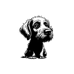Adorable Dog Portrait: A charming black and white illustration of a cute puppy