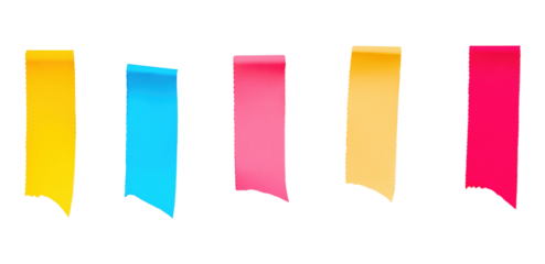 Vertical strips of bright colored sticky tapes image set isolated transparent. DIY ribbons. Scrapbooking stationery cut outs photo png collection. Creative materials cutouts objects