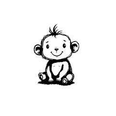 Adorable Cartoon Monkey Illustration: A Charming Design for Children's Products