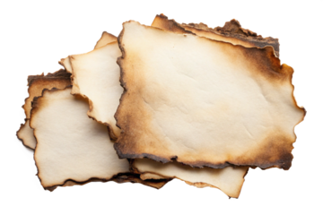Burned edges paper sheets isolated on white background