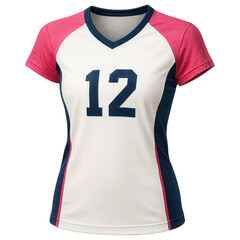 Women Volleyball Jersey Number Twelve White Pink Navy Womens Clothing