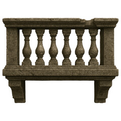 Fototapeta premium Antique Stone Balcony Railing Design Element Damaged Balustrade Architecture Detail