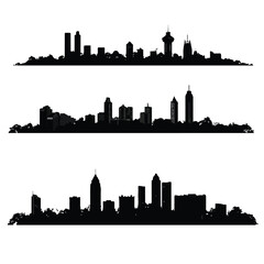 Obraz premium atlanta skyline silhouette set, Black & White silhouette set 