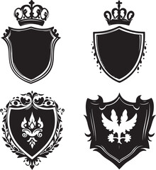 Vintage Heraldic Shields and Crests Vector Collection

